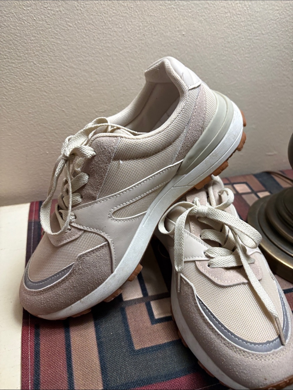 Used like new Rachel Zoe Cream-White Lace-Up Sneakers